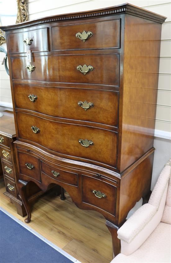 A Queen Anne style walnut chest on stand, W.93cm H.156cm